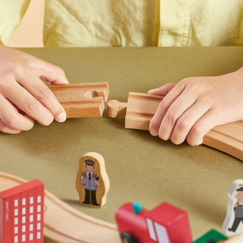 
                      
                        Tiny Land Tiny Land® Wooden Train Set for Children, 39 Pcs - lily & onyx
                      
                    