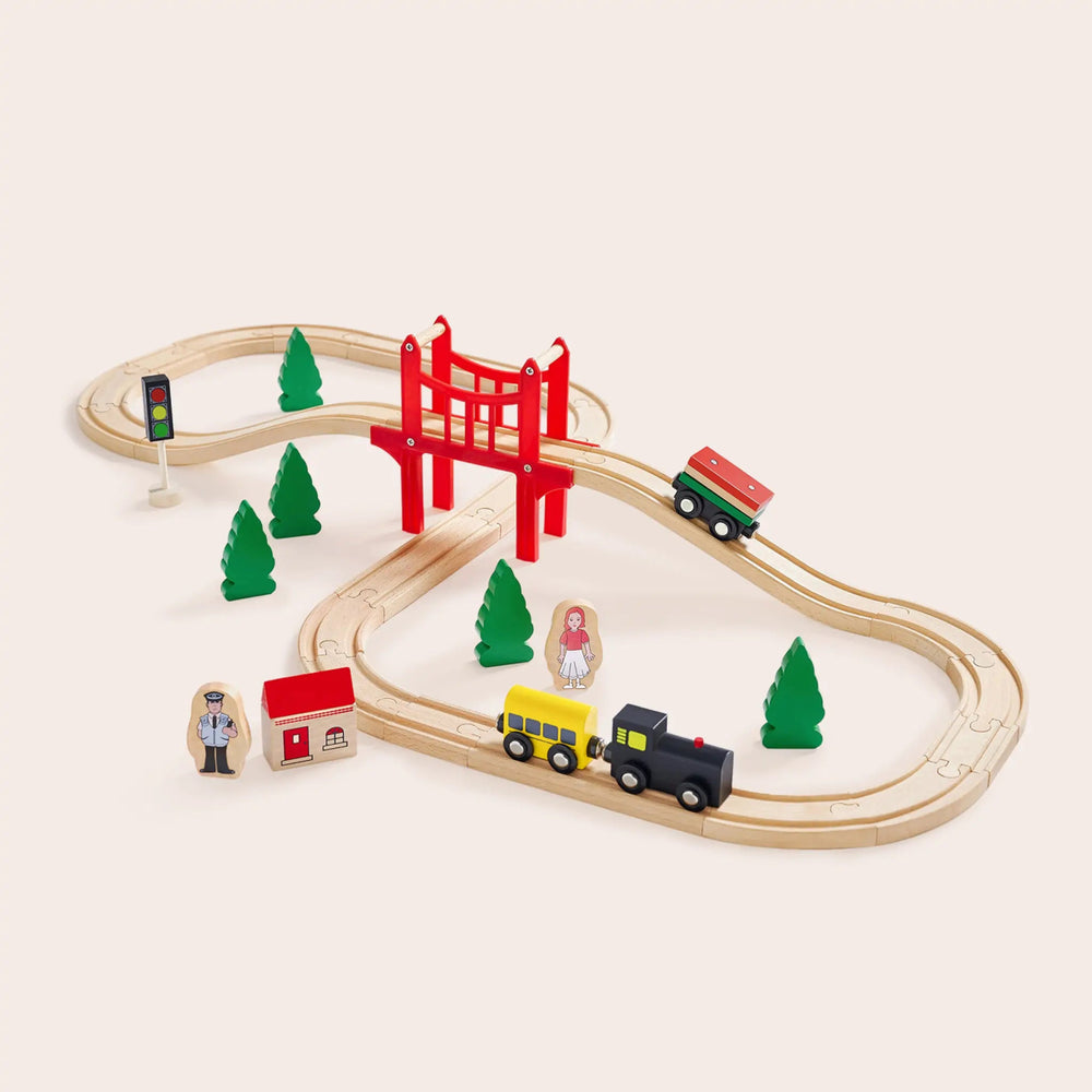 Tiny Land Tiny Land® Wooden Train Set for Children, 39 Pcs - lily & onyx