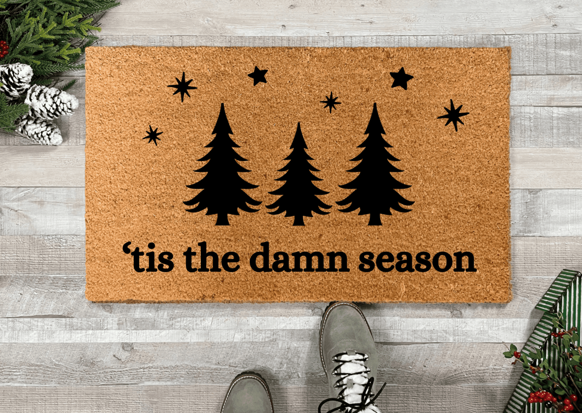 Nickel Designs Custom Doormats 'tis the damn season Christmas Doormat