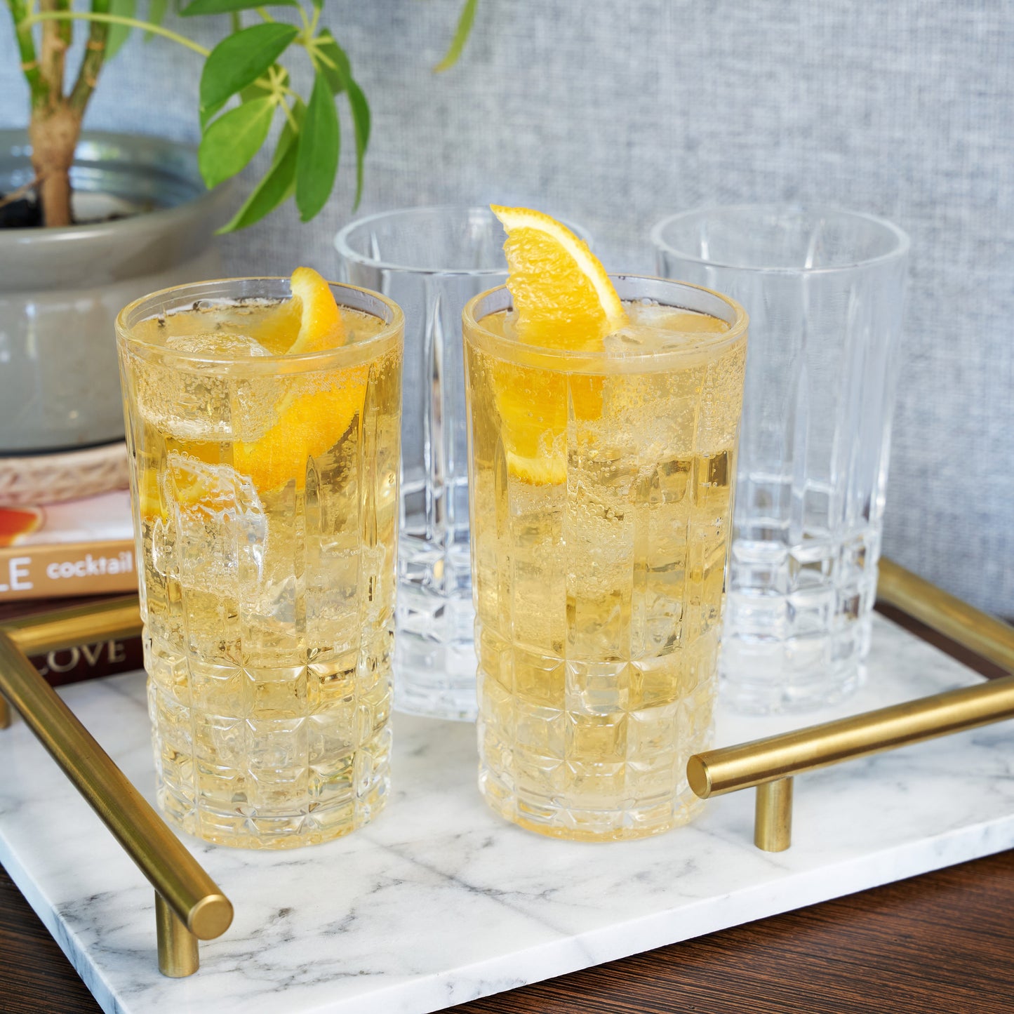 Highland Crystal Highball Glasses, Set of 4