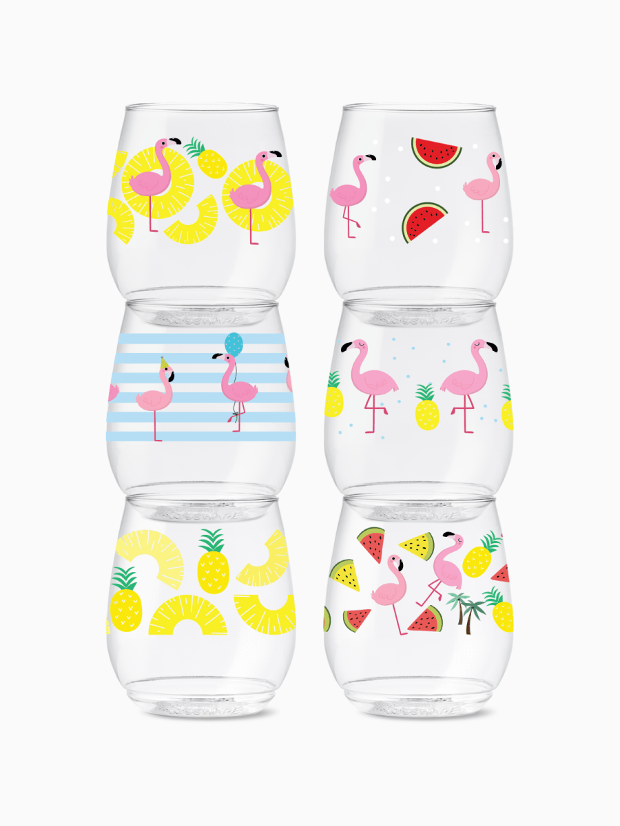 TOSSWARE TOSSWARE Flamingo Wine Cups 14oz - Shatterproof Recycled Plastic