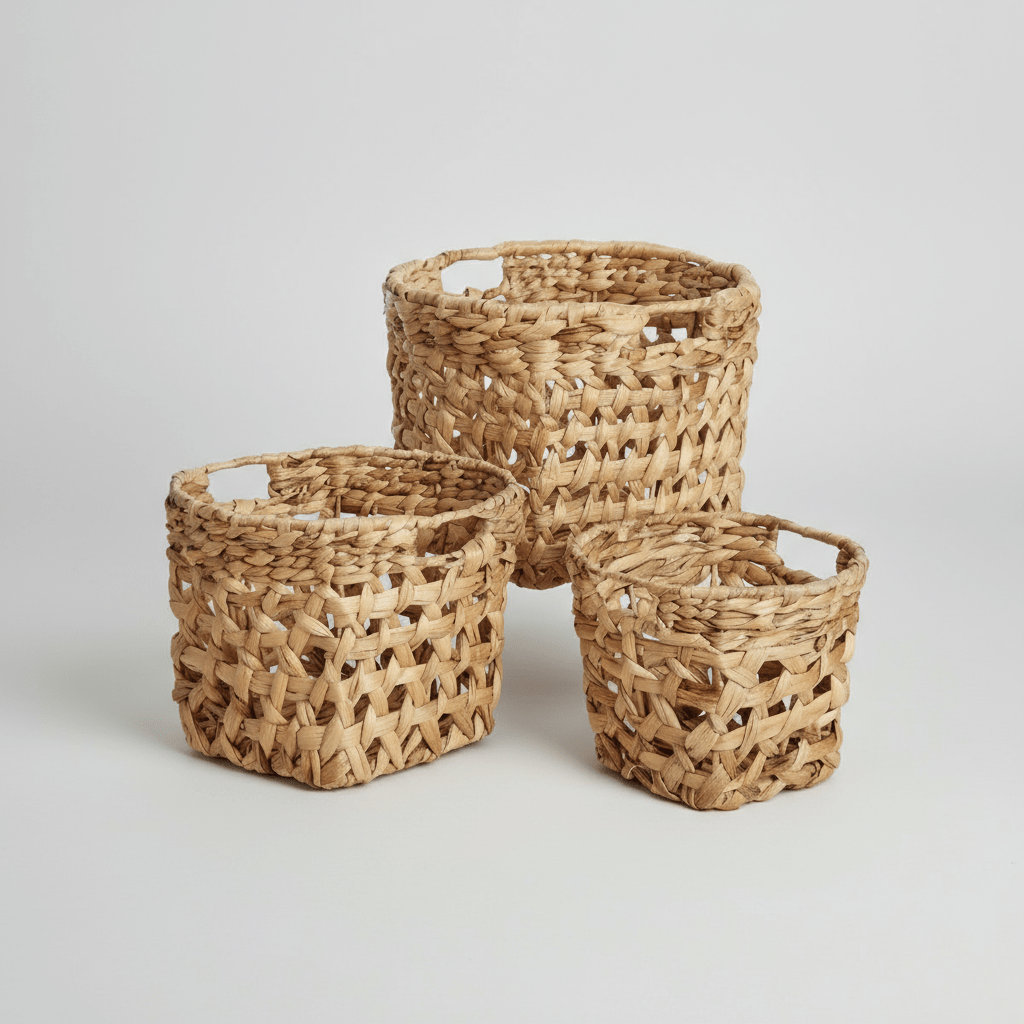 texxture Trania Woven Water Hyacinth Basket, Set of 3