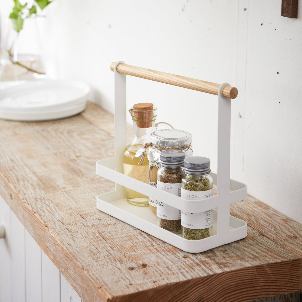 Tabletop Storage Caddy with Wood Handle