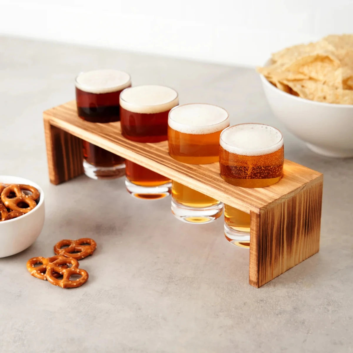 True Ardor Beer Flight Board with 4 Tasting Glasses, 5oz