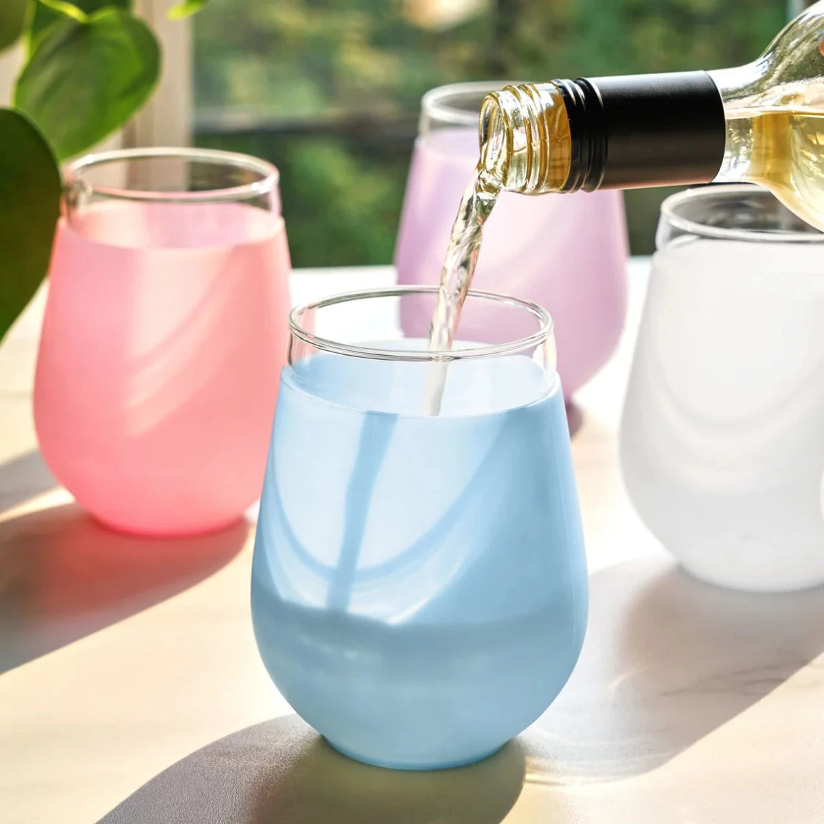True Silicone-Wrapped 16 oz Wine Glasses, Assorted Colors, Set of 4