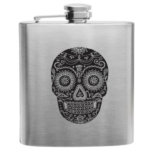 True Trueflask 6 oz Stainless Steel Dia De Los Muertos Flask - lily & onyx