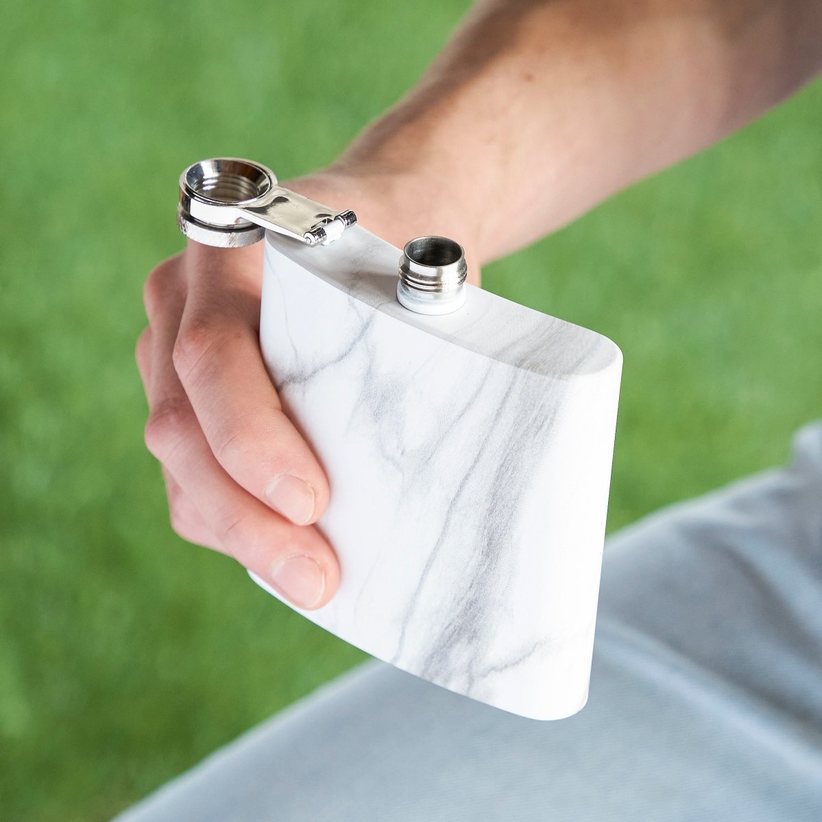 True Trueflask 6 oz Stainless Steel Flask, Marble - lily & onyx