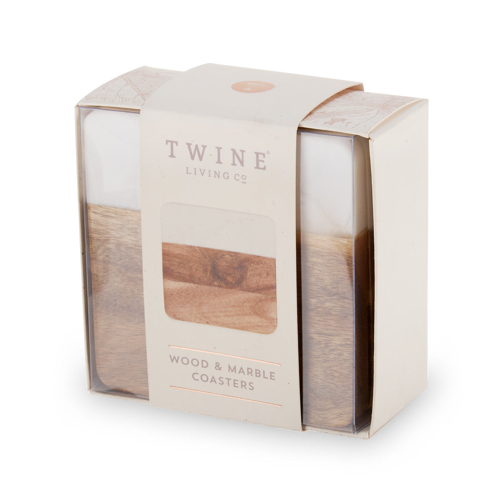 
                      
                        Marble & Acacia Wood Coasters, Set of 4
                      
                    