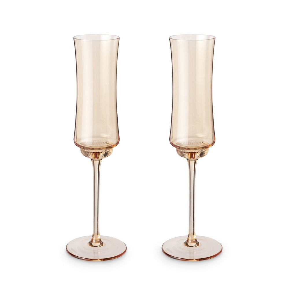 Twine Living Tulip Champagne Flutes in Amber, Set of 2 - lily & onyx