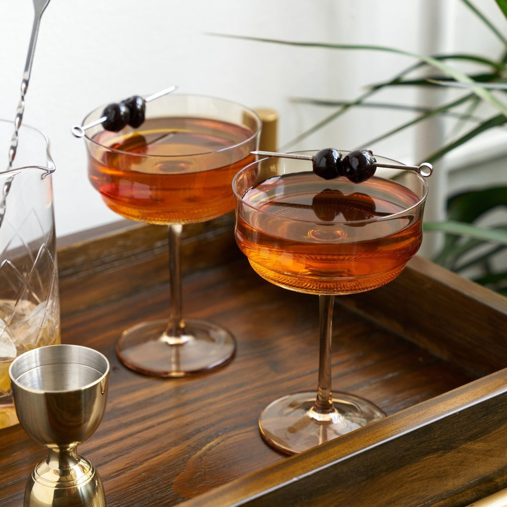 Twine Living Tulip Coupes in Amber, Set of 2 - lily & onyx