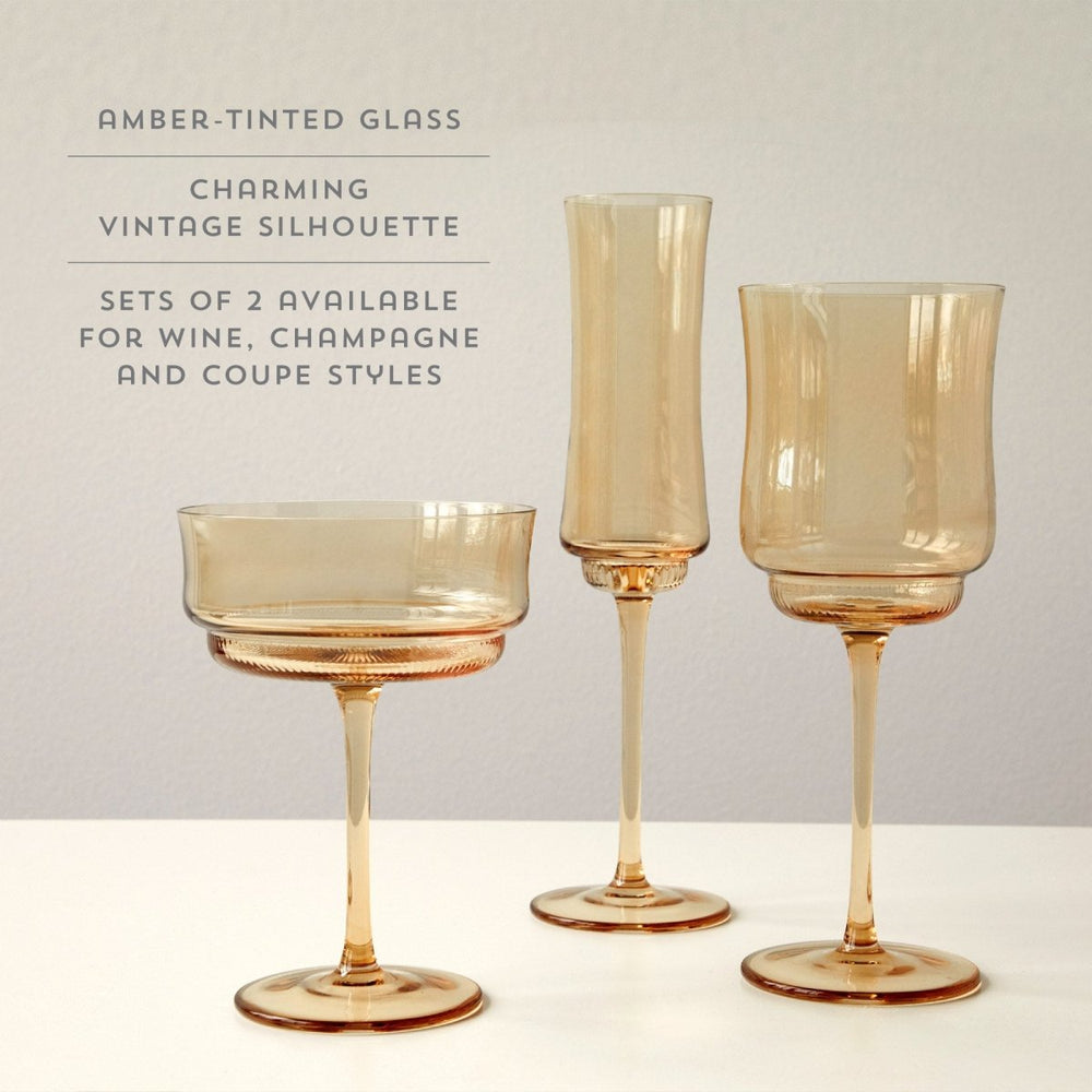
                      
                        Twine Living Tulip Stemmed Wine Glasses in Amber, Set of 2 - lily & onyx
                      
                    