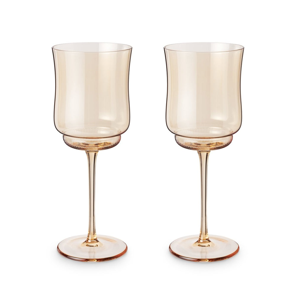 Twine Living Tulip Stemmed Wine Glasses in Amber, Set of 2 - lily & onyx