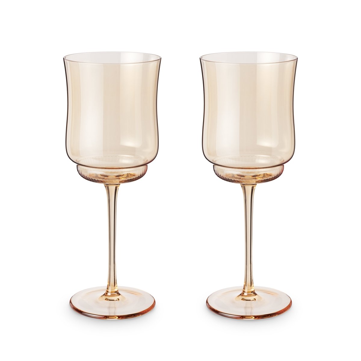 Twine Living Tulip Stemmed Wine Glasses in Amber, Set of 2 - lily & onyx