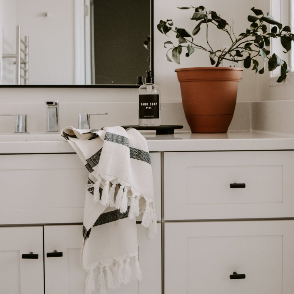 Sweet Water Decor Turkish Cotton + Bamboo Hand Towel - Single Stripe - lily & onyx