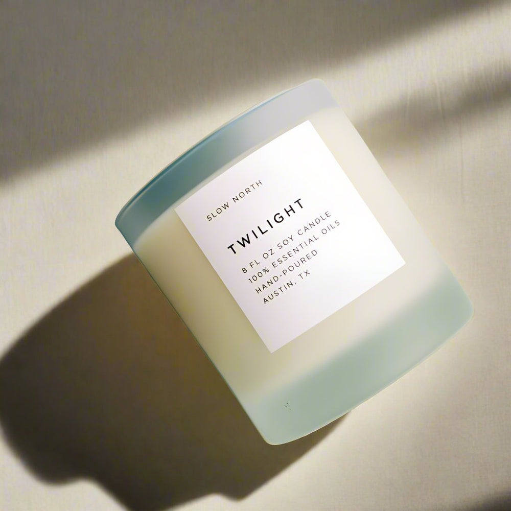 
                      
                        Slow North Twilight | Jasmine + Orange + Sandalwood | Frosted Candle, 8 oz - lily & onyx
                      
                    