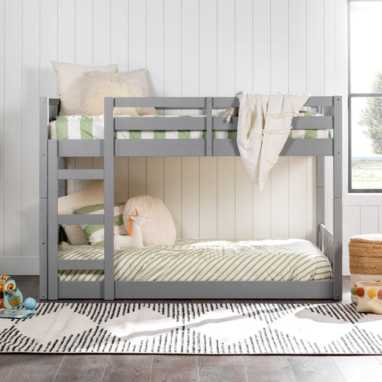 Walker Edison Twin Over Twin Solid Wood Slat Bunk Bed - lily & onyx