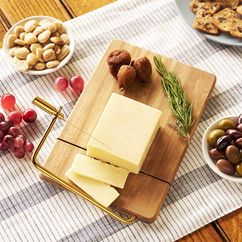 Twine Living Acacia Wood Cheese Slicing Board with Wire Cutter
