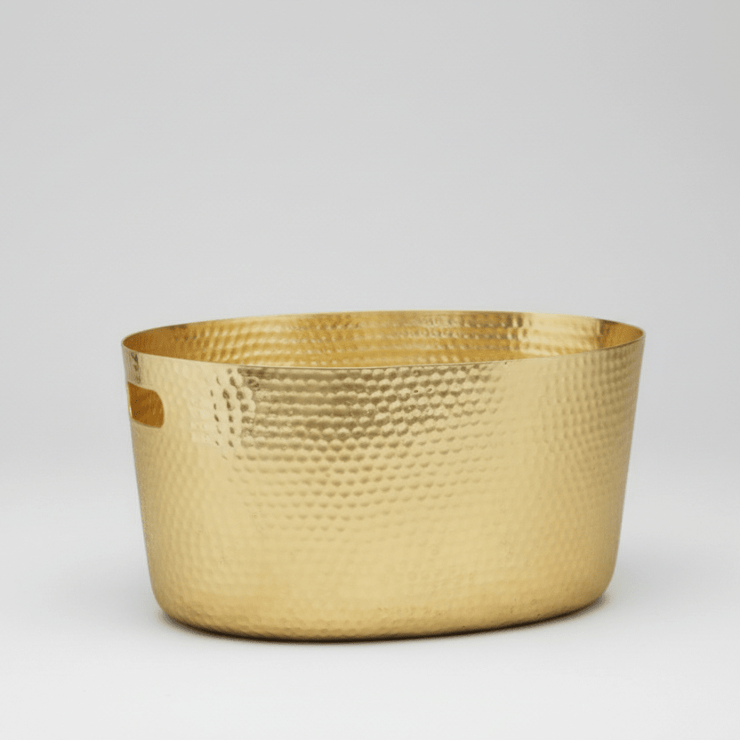 Twine Living Hammered Gold Metal Beverage Tub & Ice Bucket, 4 Gallon