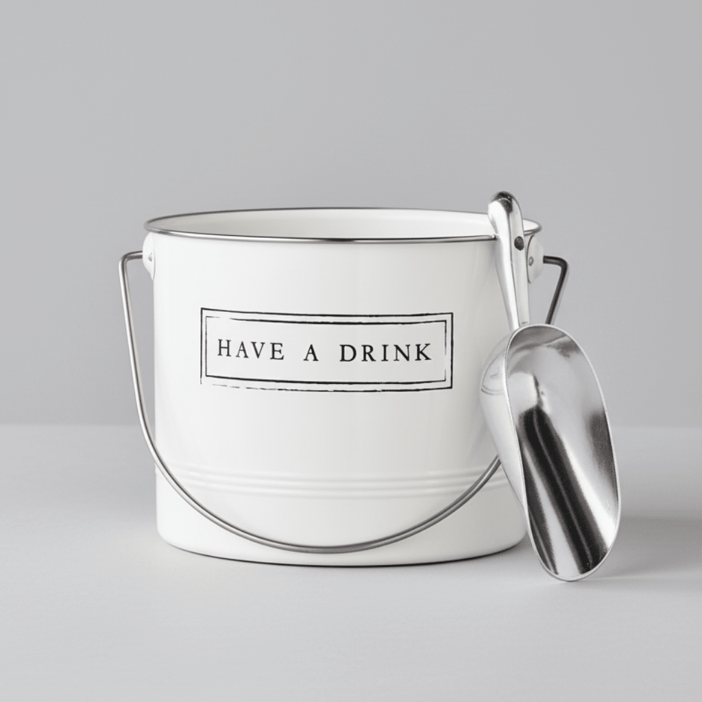 Twine Living Have A Drink Enameled Metal Ice Bucket with Scoop, 1 Gallon