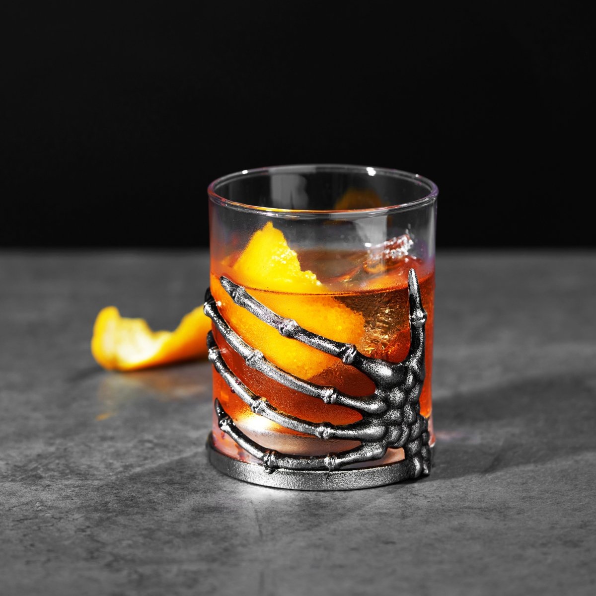 Twine Living Skeleton Hand Cocktail Tumbler | 10 oz Gothic Glass Drinkware