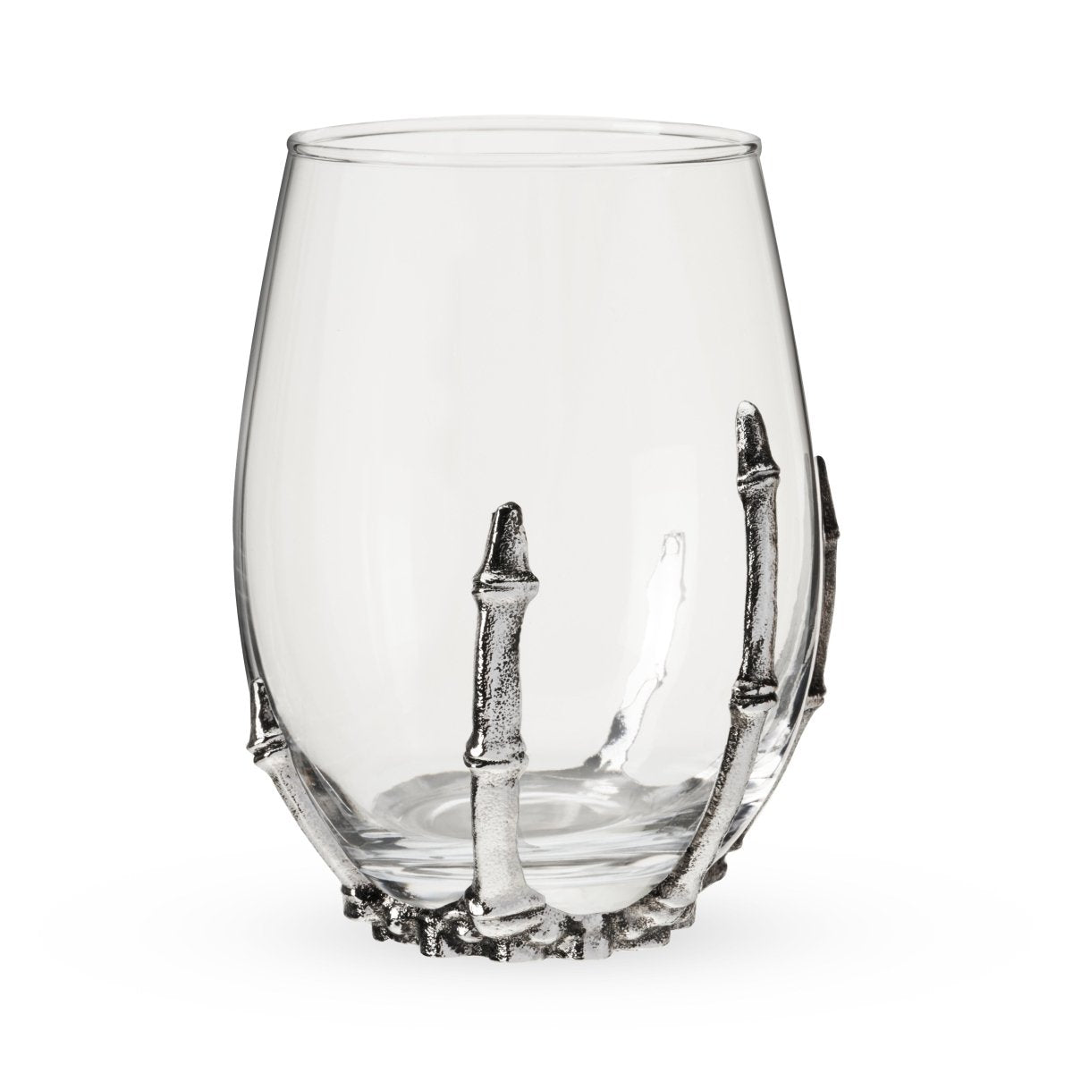Twine Living Skeleton Hand Stemless Wine Glass | 12 oz Gothic Glass Drinkware