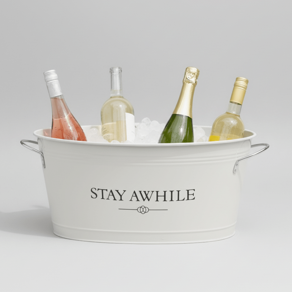 Twine Living Stay Awhile Galvanized Metal Beverage Tub, 6.3 Gallon