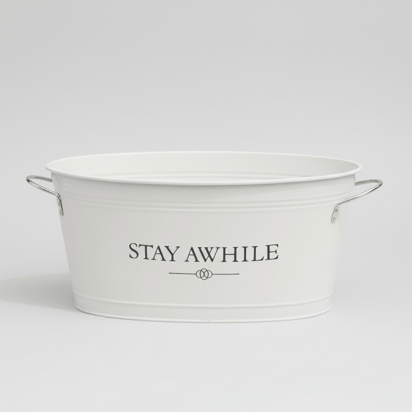 Twine Living Stay Awhile Galvanized Metal Beverage Tub, 6.3 Gallon