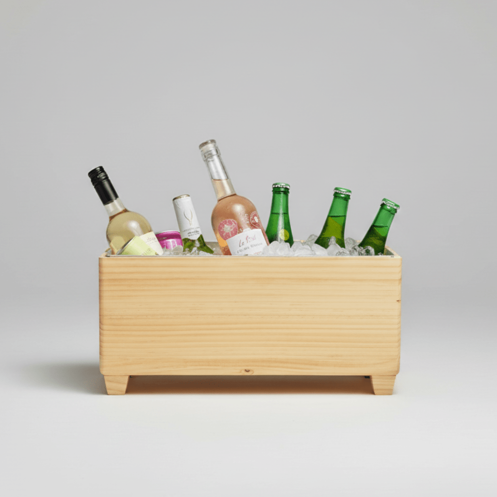Twine Living Wooden Beverage Tub with Galvanized Metal Insert, 5.4 Gallon