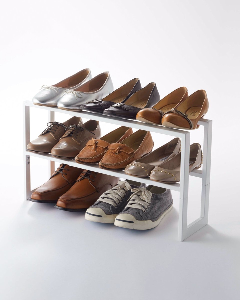 Yamazaki Home Two - Tier Expandable Steel Shoe Rack, 12" H - lily & onyx