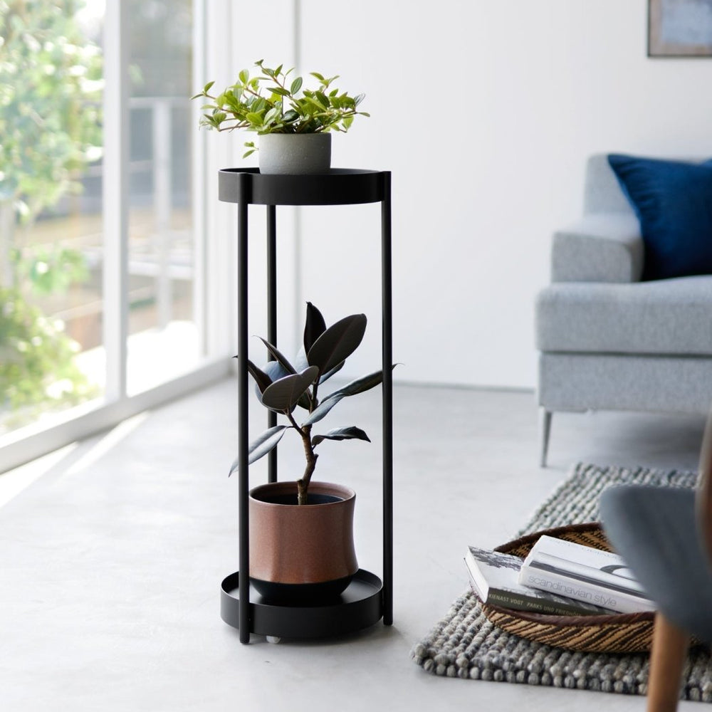 
                      
                        Yamazaki Home Two - Tier Rolling Plant Stand, 28" H - Steel - lily & onyx
                      
                    