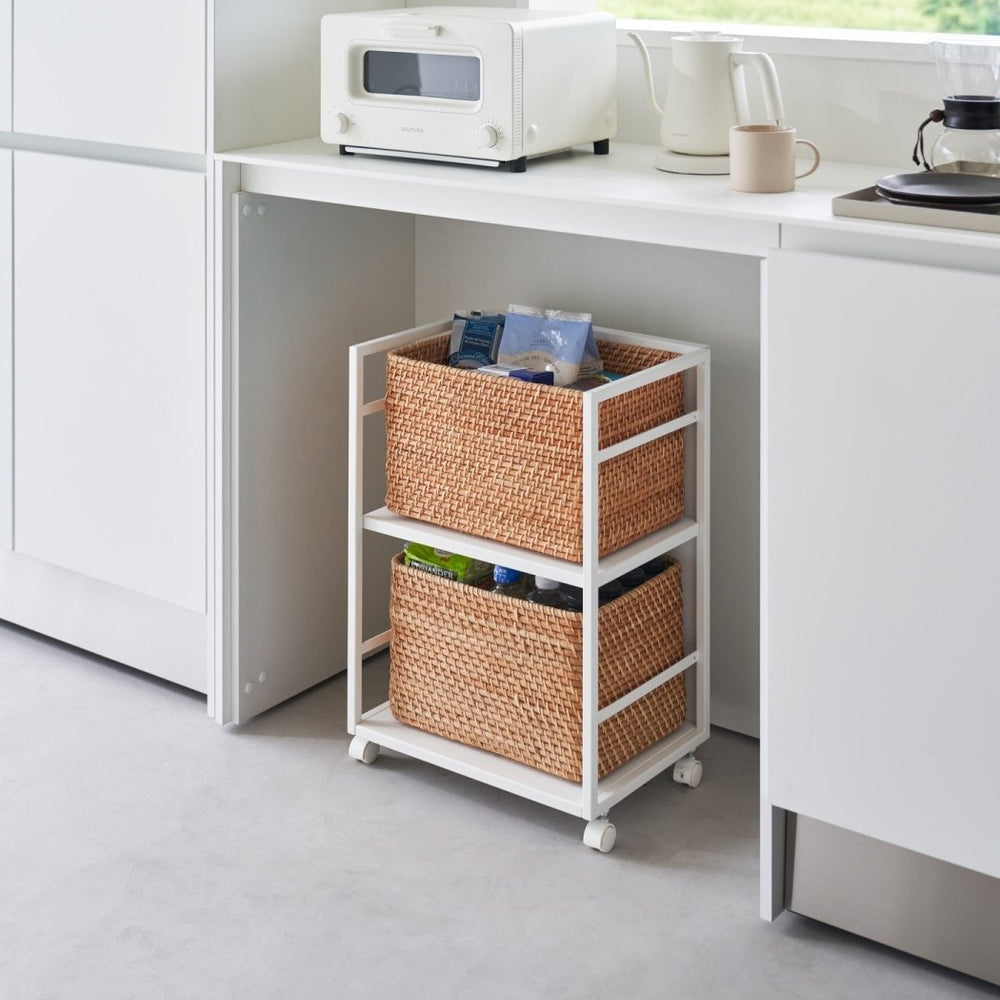 Yamazaki Home Two - Tier Steel Hideaway Storage Cart, 24" H - lily & onyx