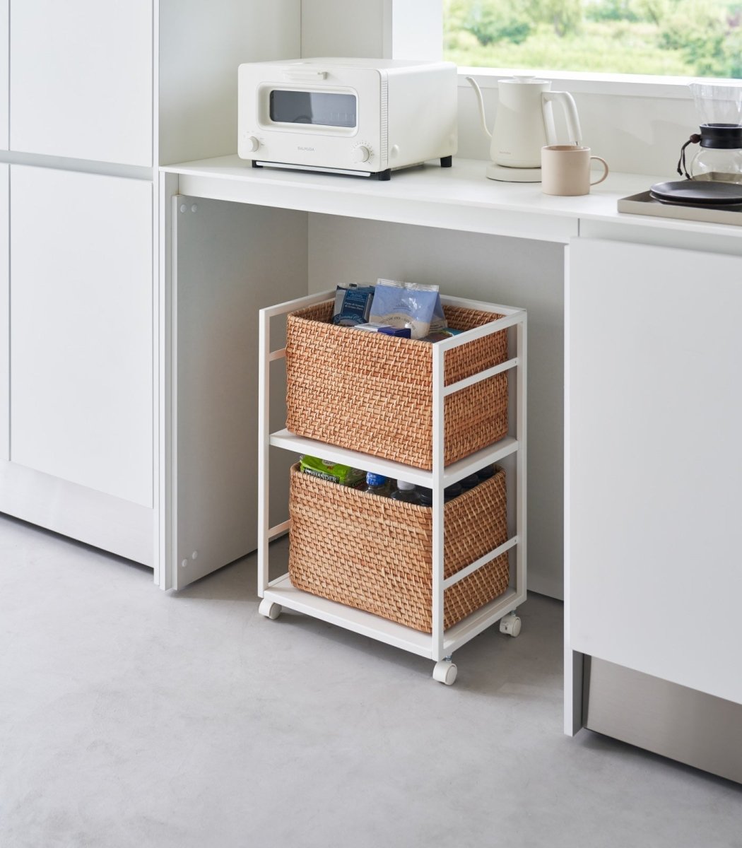 Yamazaki Home Two - Tier Steel Hideaway Storage Cart, 24" H - lily & onyx