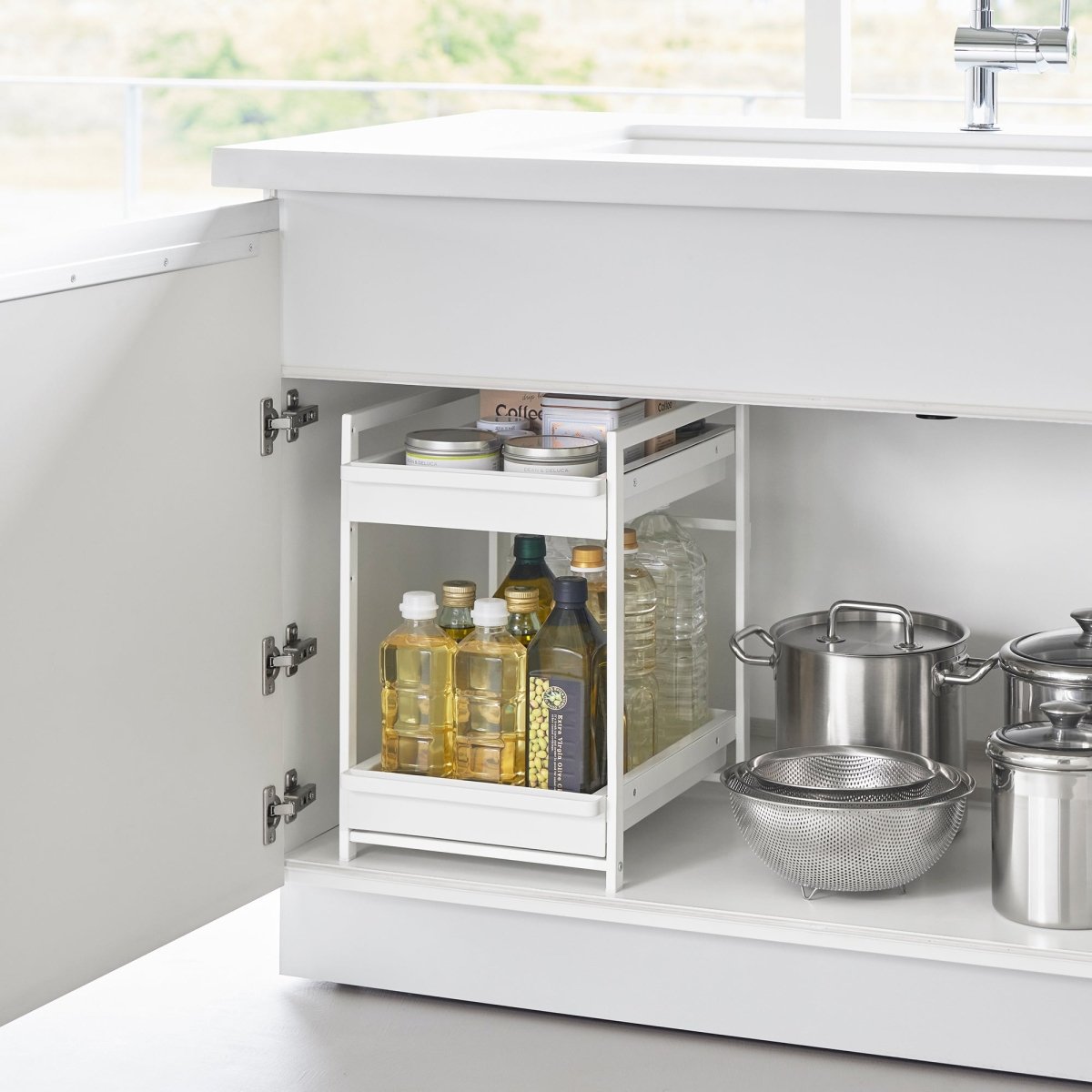 Yamazaki Home Two - Tier Steel Pull - Out Shelf - lily & onyx