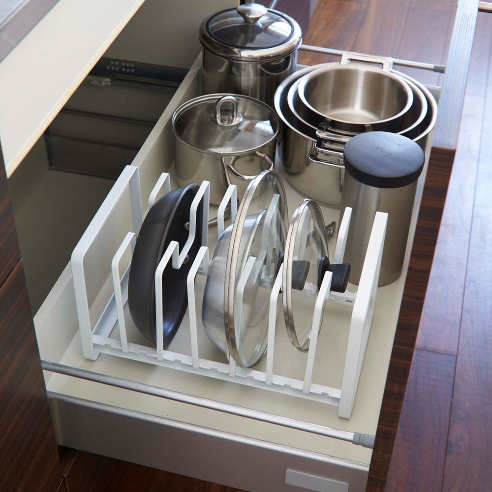 
                      
                        Adjustable Pot Lid and Frying Pan Organizer
                      
                    