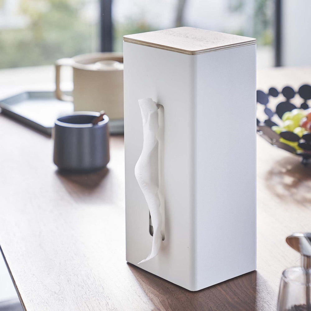 Two-Sided Steel & Wood Tissue Case