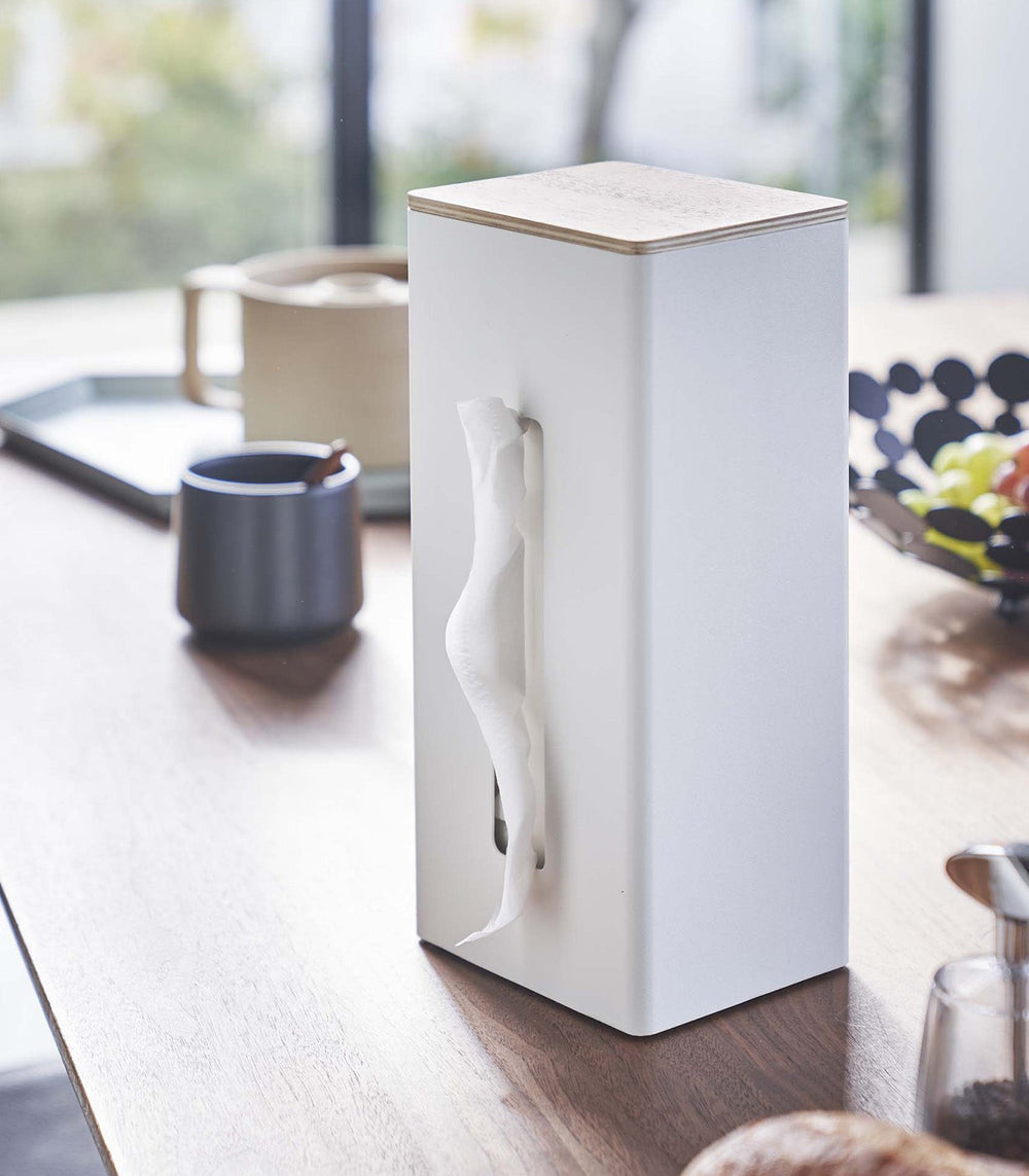 Two-Sided Steel & Wood Tissue Case