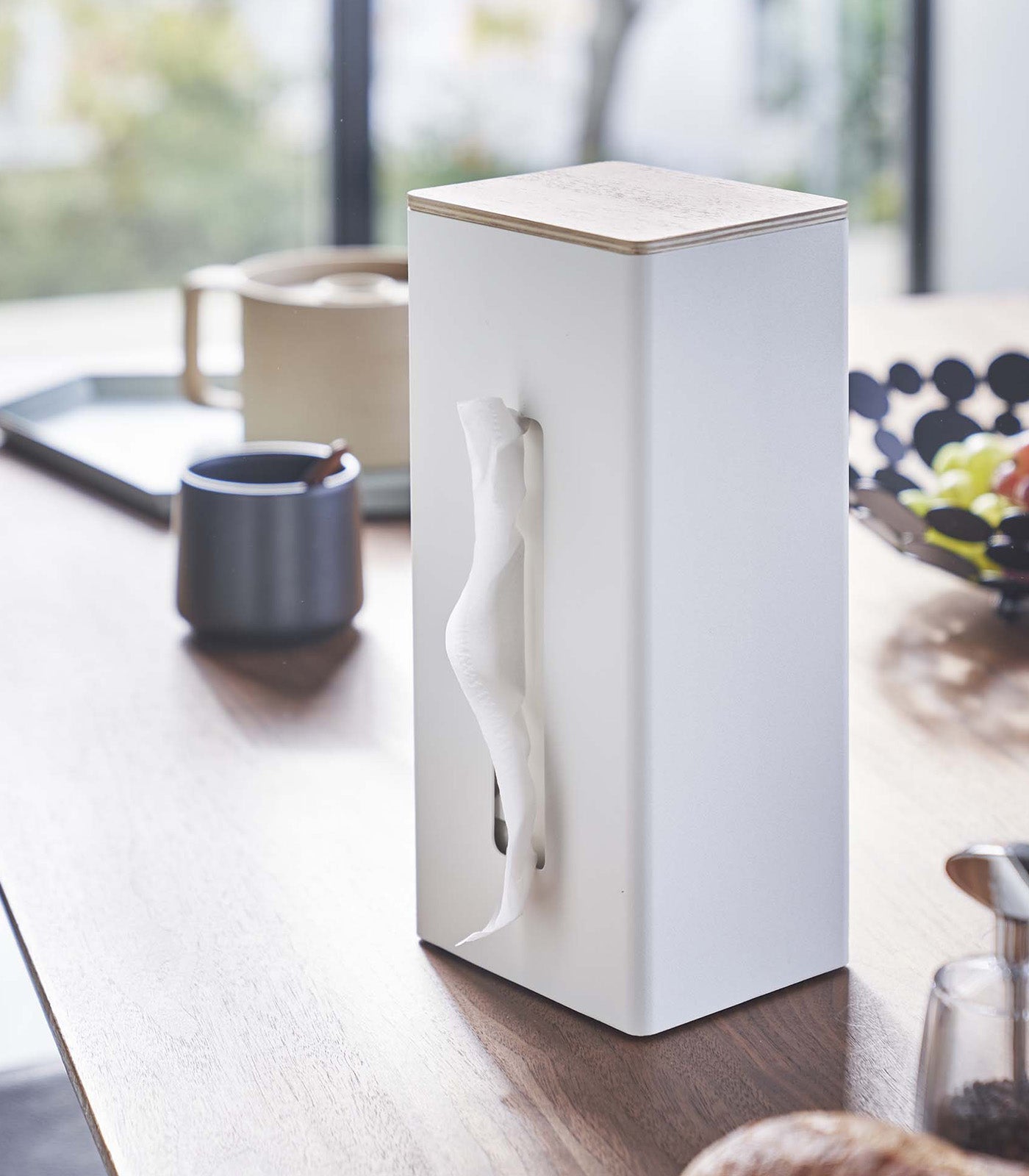 Two-Sided Steel & Wood Tissue Case