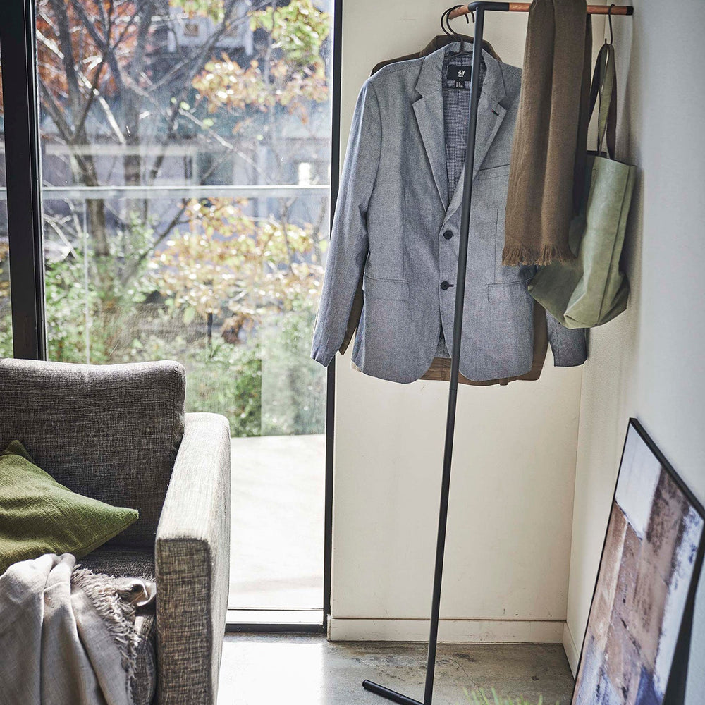
                      
                        Corner Leaning Steel & Wood Coat Hanger, 63" H
                      
                    