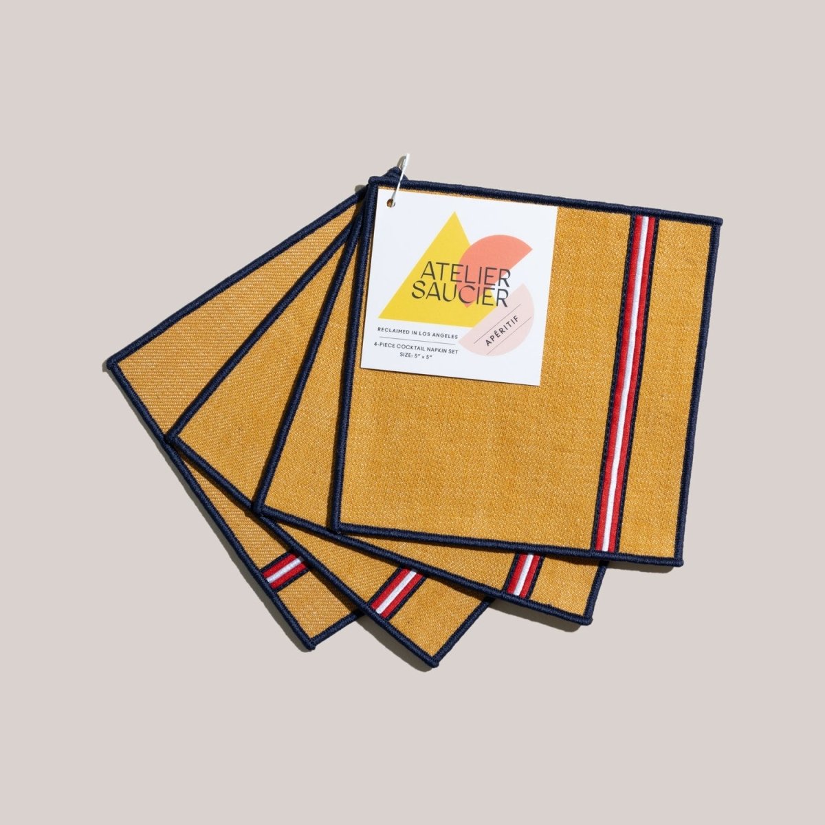 ATELIER SAUCIER University Stripe Cocktail Napkins | Set of 4 - lily & onyx