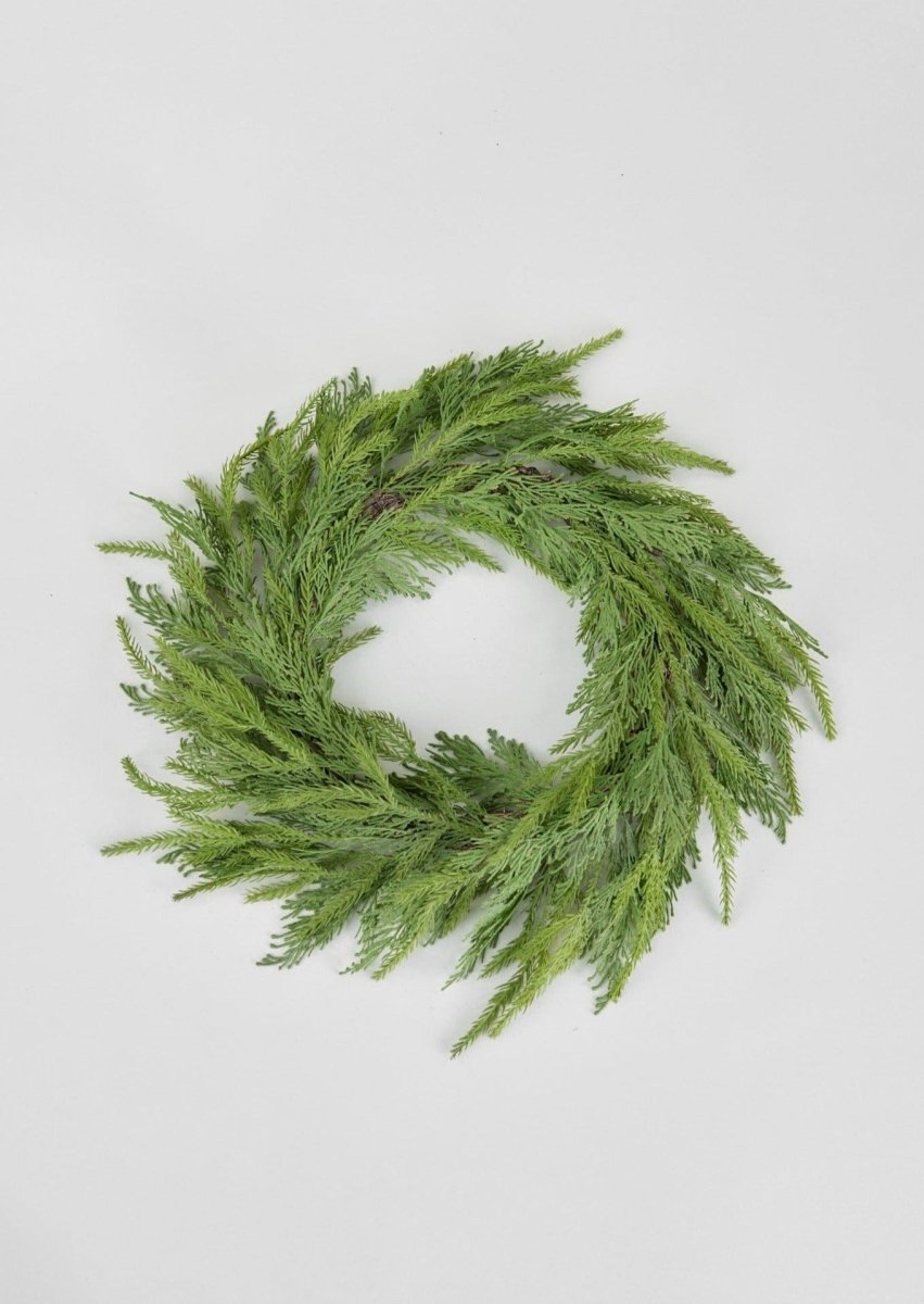 Afloral UV Treated Faux Indoor/Covered Outdoor Cedar Wreath - 21