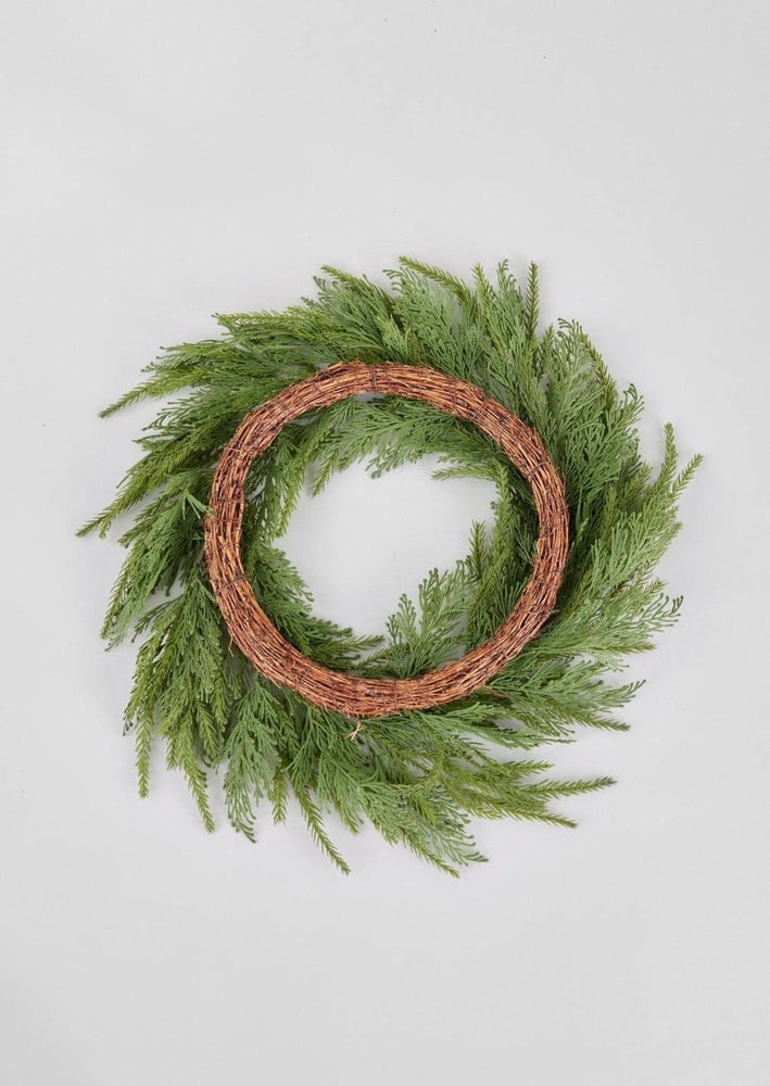 
                      
                        Afloral UV Treated Faux Indoor/Covered Outdoor Cedar Wreath - 21" - lily & onyx
                      
                    