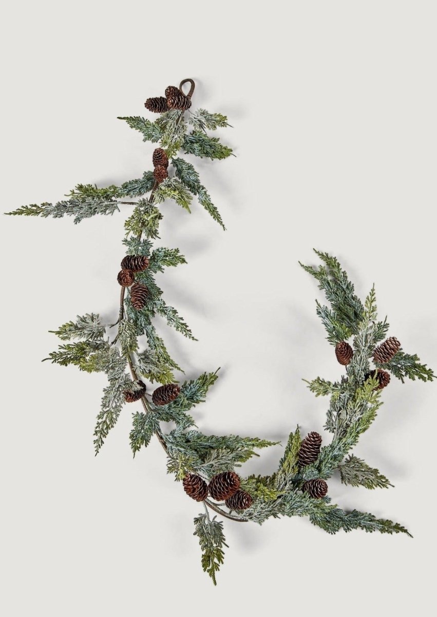 Afloral UV Treated Indoor/Covered Outdoor Faux Cedar and Pine Cone Garland - 72" - lily & onyx