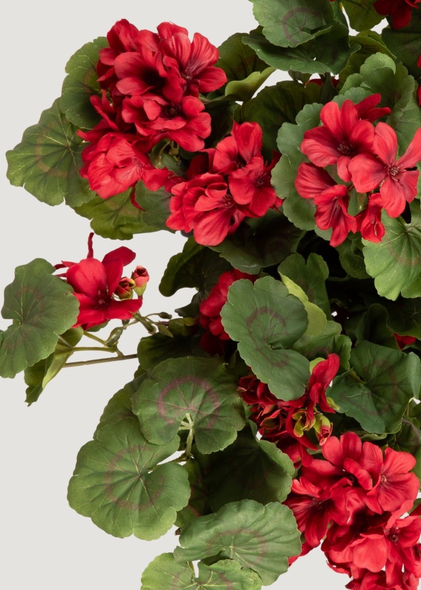 Afloral UV Treated Red Geranium Hanging Bush Outdoor Fake Plant - 27" - lily & onyx