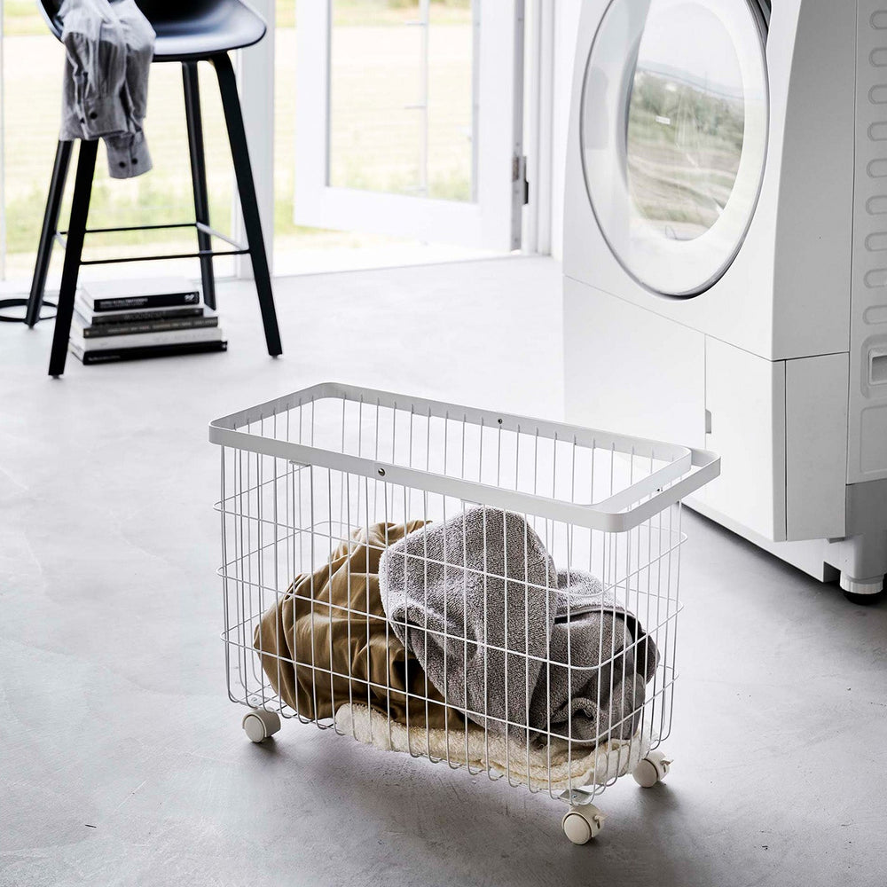 Rolling Wire Laundry Basket, 14.8" H