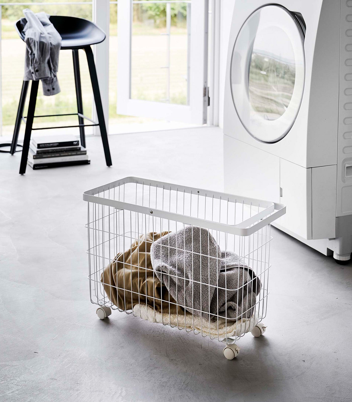 Rolling Wire Laundry Basket, 14.8" H