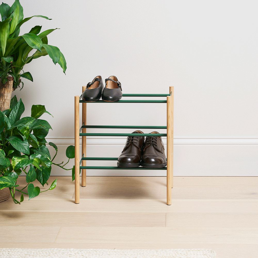 
                      
                        Expandable Forest Green Steel Shoe Rack, 18" H
                      
                    