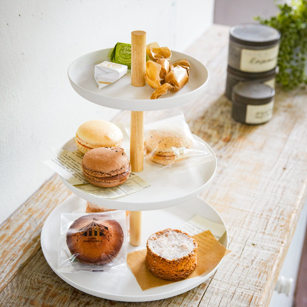 3-Tier Steel & Wood Serving Stand