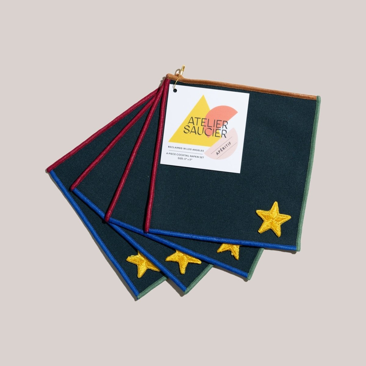ATELIER SAUCIER Varsity Cocktail Napkins | Set of 4 - lily & onyx
