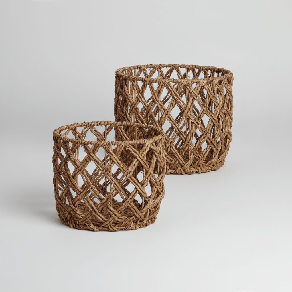 texxture Vasate Woven Water Hyacinth Basket, Set of 2