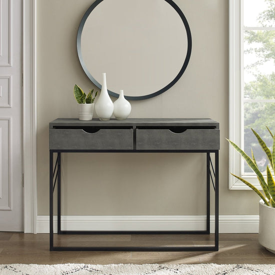 Walker Edison Vetti Faux Shagreen Entry Table - lily & onyx